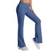 High Waist Tight Nude Hip Lift Yoga Flared Pants For Women Summer Dance Fitness Outdoor Sports Split Trousers_desvips.com