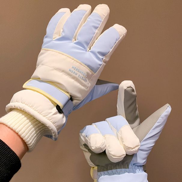 Touch Screen Skiing Gloves For Women In Winter, With Five Fingers And Thick Velvet To Keep Warm, Waterproof, Windproof, Cycling, And Electric Bikes_desvips.com