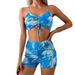 Tie-dye Sexy Split Print Boxers High Waisted Bikini Women_desvips.com