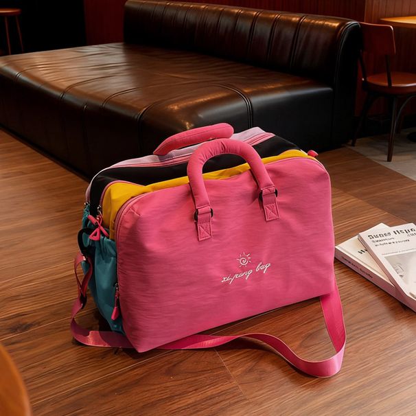 New Macaron Color-Block Travel Washable Shoulder Bag Crossbody Commuter Large Capacity Outdoor Handbag_desvips.com