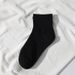 White Women's Boat Socks, Black Men's Mid Tube Solid Color Cotton Socks, Versatile Basketball Sports Shallow Mouth Design Socks_desvips.com