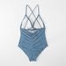 solid color one-piece swimsuit sexy bikini deep V suspender swimsuit for women_desvips.com