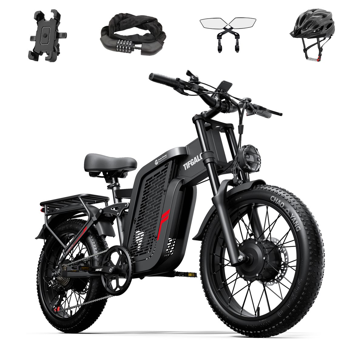 TIFGALOP Adult Electric Bicycle, 2000W Front And Rear Dual Motors, 52V 24Ah Lithium-ion Battery, 20-inch Wide Tires, Dual Hydraulic Disc Brakes._desvips.com