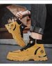 New Leather Rotary Buckle Work Shoes For Autumn And Winter Outdoor Men's Non-slip Thick Sole High-top Casual Shoes_desvips.com