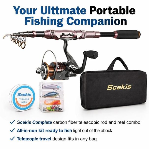 Carbon Fiber Telescopic Fishing Rod And Reel Combo Kit For Sea Saltwater Freshwater Fishing_desvips.com