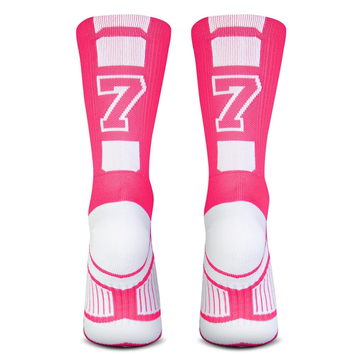 Custom Team Number Socks - Pink Athletic Mid-Calf_desvips.com