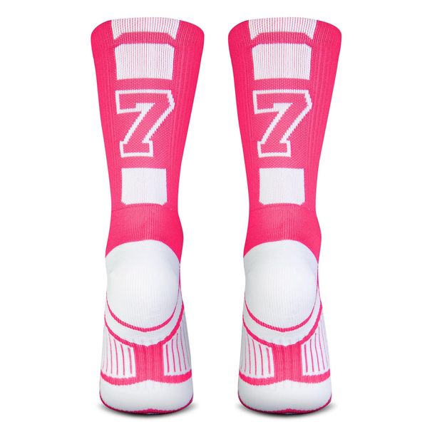 Custom Team Number Socks - Pink Athletic Mid-Calf_desvips.com