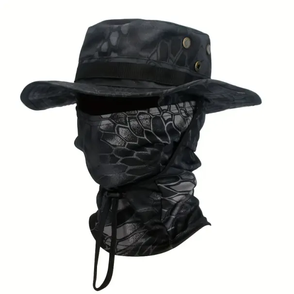 Camouflage Boonie Cap Balaclava Hat Suit Foldable Soft Hat Outdoor Hunting Fishing Wide Brimmed Hat Sunscreen Caps_desvips.com