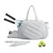 Lightweight Waterproof Polyester Tote Bag – Expandable Women's Sports Carryall For Outdoor Activities In Black/Tan/Pink/White_desvips.com