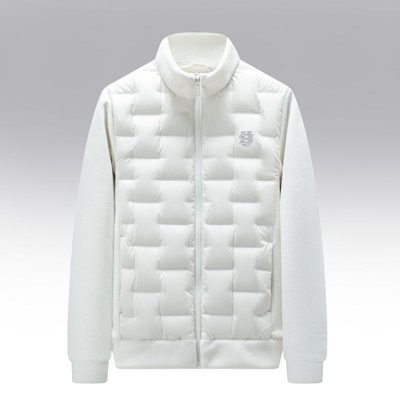 Cross-border Splicing Slim Stand-up Collar Down Cotton Clothes Autumn And Winter New Couple Men's Clothing Embroidered US Letter Simple Coat_desvips.com