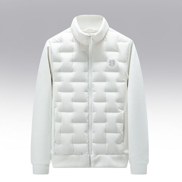 Cross-border Splicing Slim Stand-up Collar Down Cotton Clothes Autumn And Winter New Couple Men's Clothing Embroidered US Letter Simple Coat_desvips.com