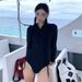 Surf High Neck One-Piece For Women UPF50+ Long Sleeve Sun Protection Diving Suit Quick-Dry Jellyfish 2025 New Swimsuit_desvips.com