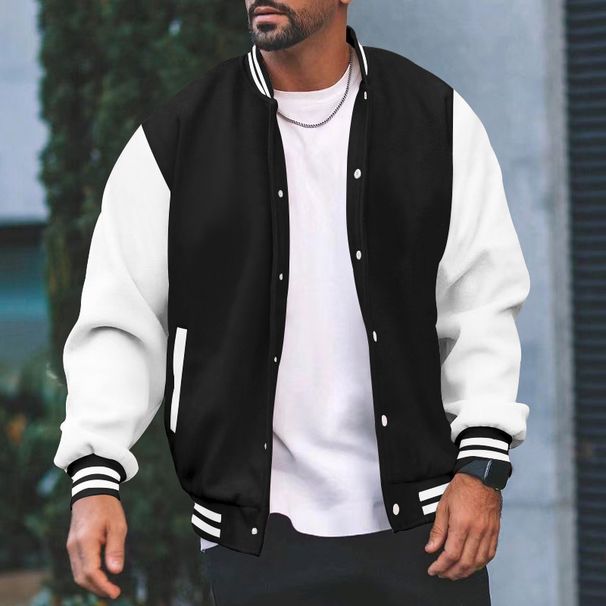 2026 Fashion Baseball Uniform Outerwear Youth/Men Polyester Stand Collar Splicing Single-Breasted Long Sleeve Loose Jacket_desvips.com