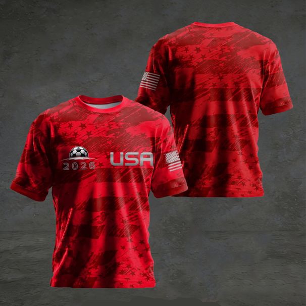 2026 USA Soccer T Shirt 3D Print American Flag Football Jersey Men's Casual Breathable Sport Tee Tops Fan Gift_desvips.com