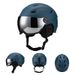Ski helmet One-piece warm snow helmet with ski lenses Adult outdoor sports safety helmet_desvips.com