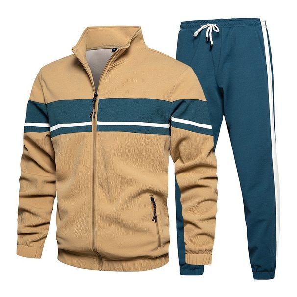 Cross-Border Autumn Winter New Large Size Youth Sweatshirt Men's European And American Trendy Color-Block Cardigan_desvips.com