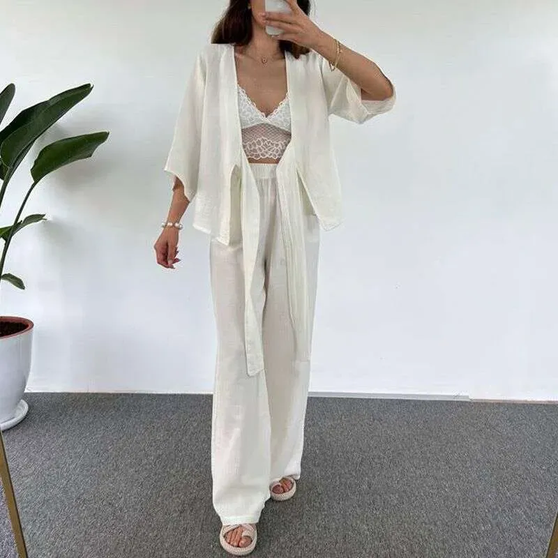 Spring New Fashionable Elegant Women's Outfit Casual Versatile Cardigan And Long Pants Two-Piece Set_desvips.com