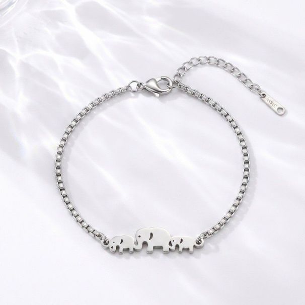 Summer New Women's Titanium Steel Snowflake Elephant Niche Animal Bracelet, Fresh And Cute Bracelet_desvips.com