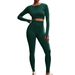 New European American Style Solid Color Tight-fitting Long-sleeve High-elastic Sports Jumpsuit With Tummy Control And_desvips.com