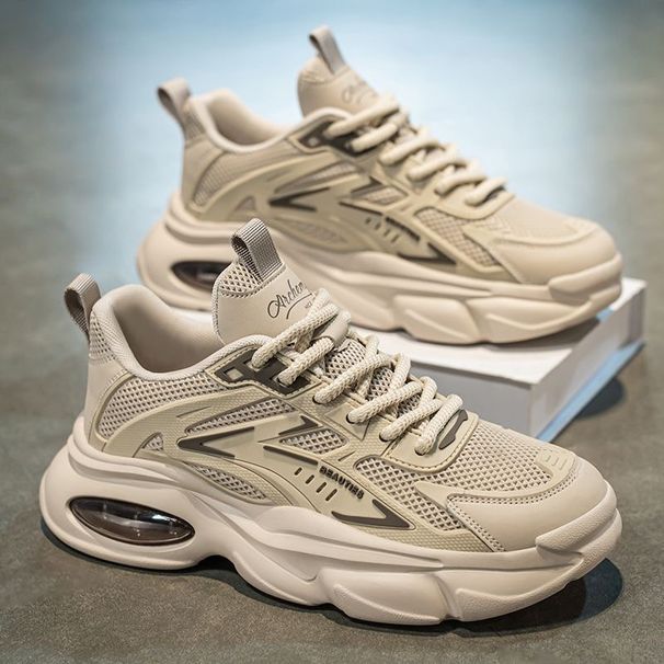 Summer Men's Shoes 2025 New Breathable Shoes Men's Trendy Versatile Thick-soled Sneakers Casual Running Daddy Trendy Shoes_desvips.com