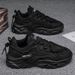 Men's Summer Breathable New Casual Black Sports Mesh Thick Sole Heightening Daddy Work Safety Shoes_desvips.com