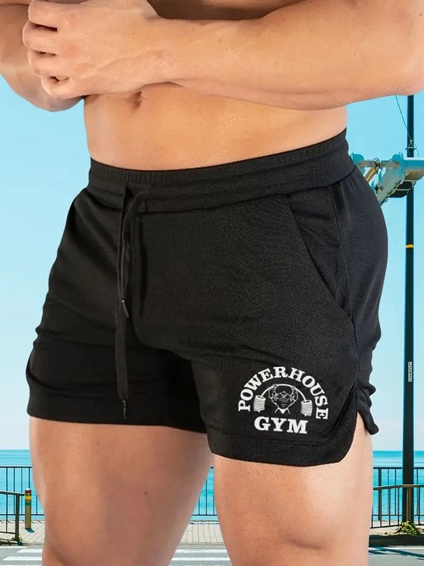 New Men's Quick Drying Breathable Printed Sports Running Outdoor Training Shorts, Fitness Shorts_desvips.com