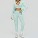 2/3PCS Seamless Yoga Set Gym Workout Athletic Wear Women Legging Fitness Three-piece Top Long Sleeve Sports Suits_desvips.com