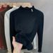 Women's Fleece-Lined Semi-Turtleneck Sweater - Warm Knit Pullover With Thermal Lining, Slim Fit Long Sleeve Top For Winter_desvips.com