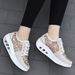 Lightweight Women Toning Shoes Lace Up Green Beige Ladies Slimming Flat Platform Swing Wedge Trainer Fitness Walking_desvips.com