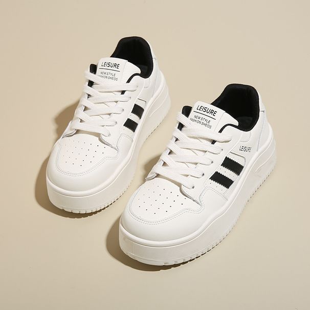 White Sneakers For Women 2025 Autumn Winter New Thick Sole Height Increasing Casual Pair With Skirts Versatile_desvips.com