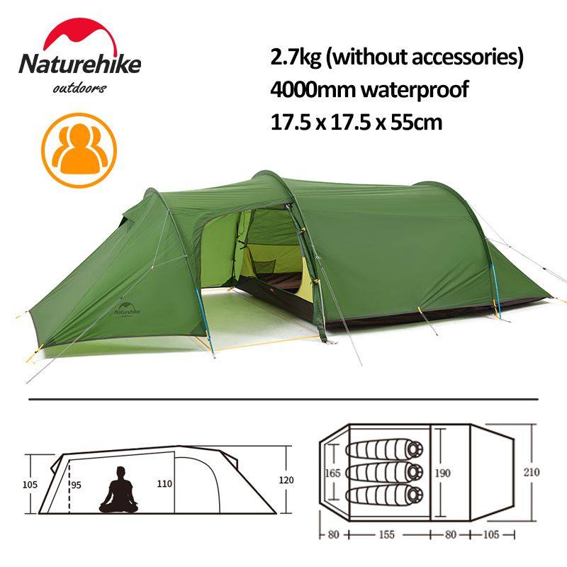 Naturehike Opalus 2 3 4 Tent 2 3 4 Person Hiking Tent 4 Season Tent Ultralight Family Travel Tent 20D Waterproof Camping Tent_desvips.com