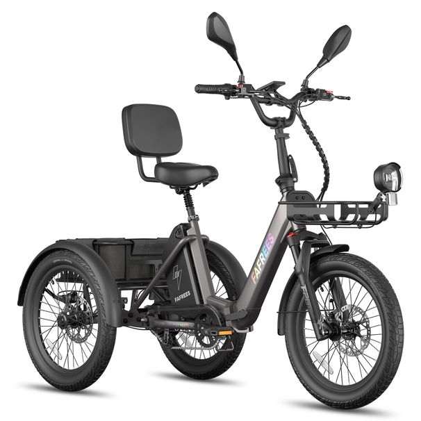FAFREES F20 Mate II Electric Tricycle, 48V 21Ah Battery,Hydraulic Disc Brakes,Front & Rear Baskets_desvips.com