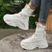 White Chunky Platform Motorcycle Women Buckle Lace Up Thick Bottom Ankle Boots Woman Autumn Fashion Vulcanized Shoes_desvips.com