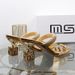 Aesthetic Gold One Word Slipper 2024 Summer New Fashion Thick Irregular Metal High Heel External Wear Sandal_desvips.com