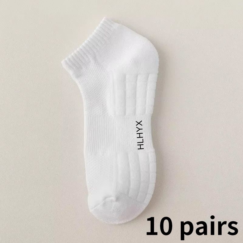 10pairs HLHYX Men's Cotton Deodorant Winter Towel Bottom With Mid-tube White Stockings Thickened Sports Basketball Socks_desvips.com