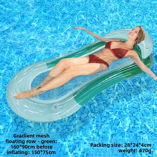 Eco-Friendly PVC Inflatable Sun Lounger With Neck Support & Gradient Glitter Waves - Single Thickened Floating Chair (Quick-Dry Heavy-Duty)_desvips.com