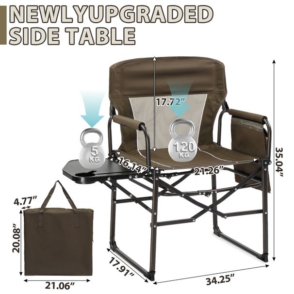 Side Table Portable Folding Outdoor Chair With Built-in Cup Holder,Folding Camping Directors Camping Chair_desvips.com