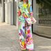 Women's Style Printed Loose Long Sleeve Wide Leg Pants Fashion Suit_desvips.com