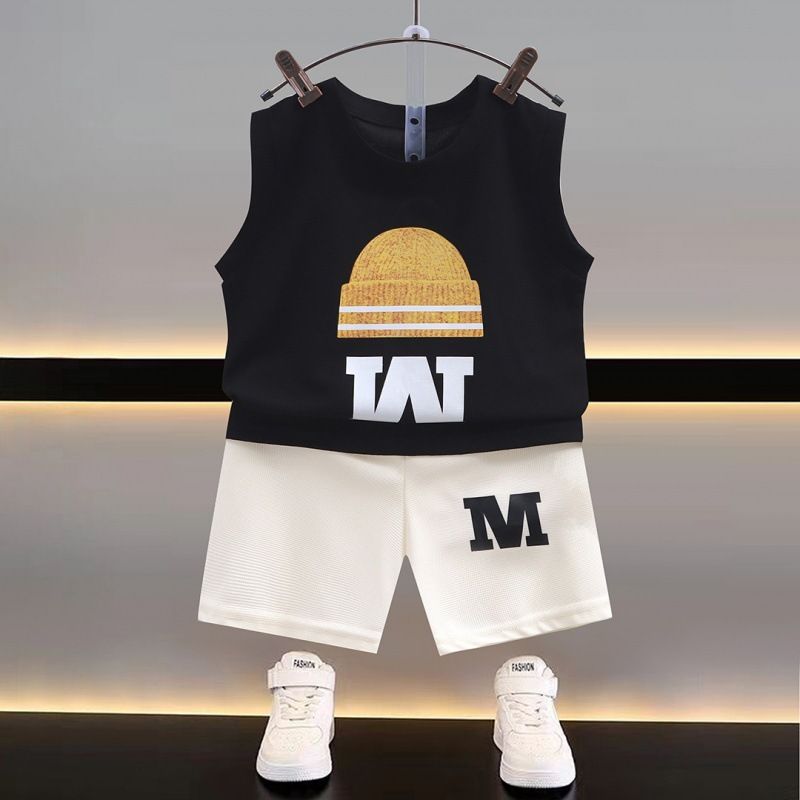 Summer New Vest Boys' Sleeveless Top And Shorts Korean Style Baby Thin Two-Piece Set Children's Clothing Wholesale_desvips.com