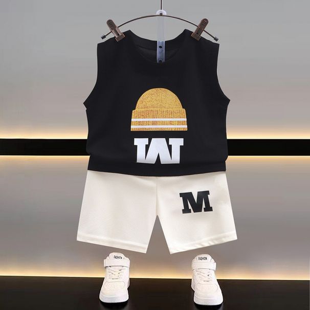 Summer New Vest Boys' Sleeveless Top And Shorts Korean Style Baby Thin Two-Piece Set Children's Clothing Wholesale_desvips.com