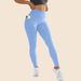 Women's Solid Color Yoga Pants Muyao Cross Border Bare Skin Pocket Sports Fitness Long Pants Hip Lifting Running Cycling_desvips.com