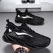 RenMou 2024 Men's New Mesh Breathable Thick Bottom Comfortable Sports And Leisure Versatile Low Top Running Shoes For Men Exclusive Supply_desvips.com