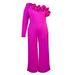 Women's oblique collar ruffle jumpsuit Commuter style high waist casual tights Jumpsuit_desvips.com