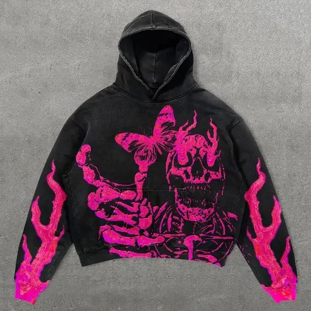 NOKOMETA Hot-selling Street Trendy Brand Skull Pullover Sweater 3D Digital Printing Casual Loose Hooded Sweater High Street_desvips.com