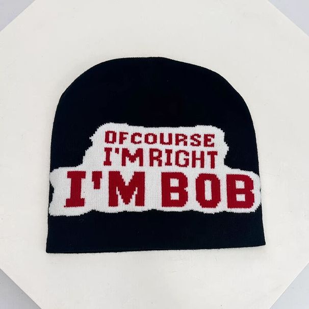 Autumn Winter New Color-Block Letter Penguin Cartoon Knitted Unisex Warm Casual Versatile Outdoor Pullover Hat_desvips.com