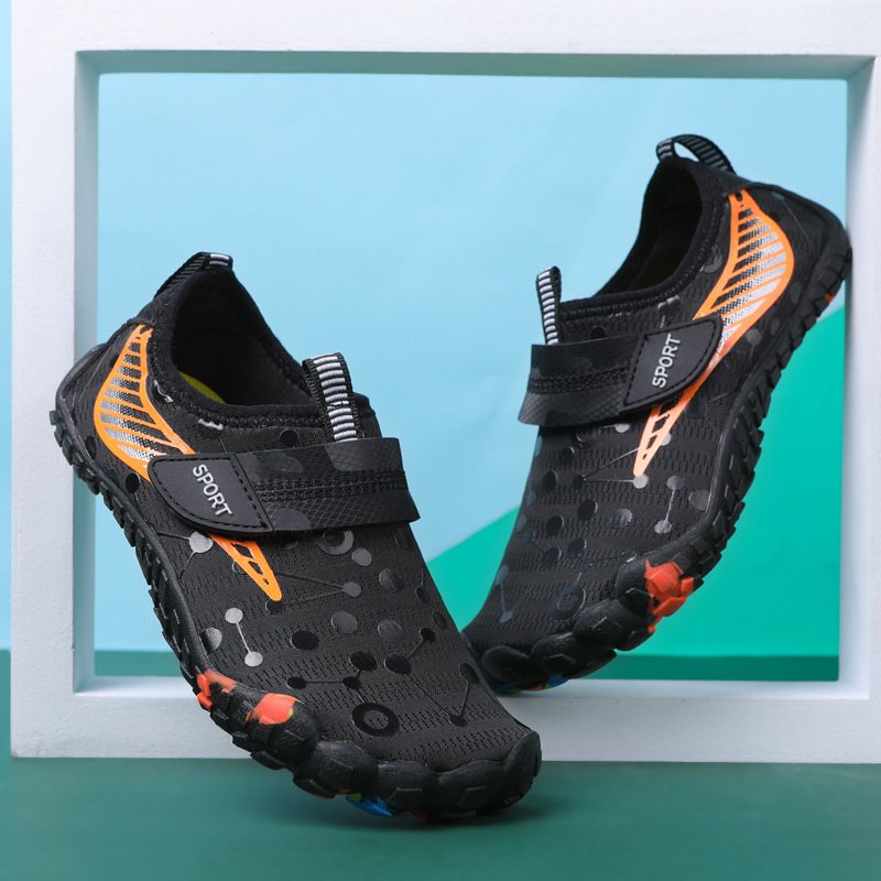 Kids' Breathable Water Shoes With Hook & Loop – Quick-Dry Non-Slip Aqua Socks For Swimming, Beach & Outdoor Play_desvips.com