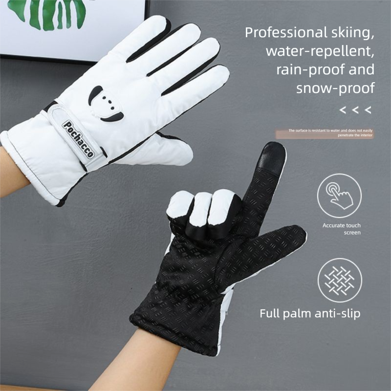 Gloves For Cycling Windproof Skiing Winter Women Cute Fleece Lined Thickened Warm Cold-Proof Outdoor Waterproof_desvips.com