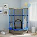 Tappeto Elastico Per Bambini Con Rete Di Sicurezza E Pali Imbottiti Età 3-10 Anni, Ø140 X 190 Cm, Blu_desvips.com