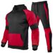 New Autumn Winter Men's Casual Multi-Splicing Fleece Drop Shoulder Hoodie Set Fashion Sports Suit_desvips.com