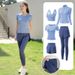 Yoga Clothing Women Summer Sports Wear Fitness Loose Quick-Dry Top With Pocket Running Set For Morning Run_desvips.com